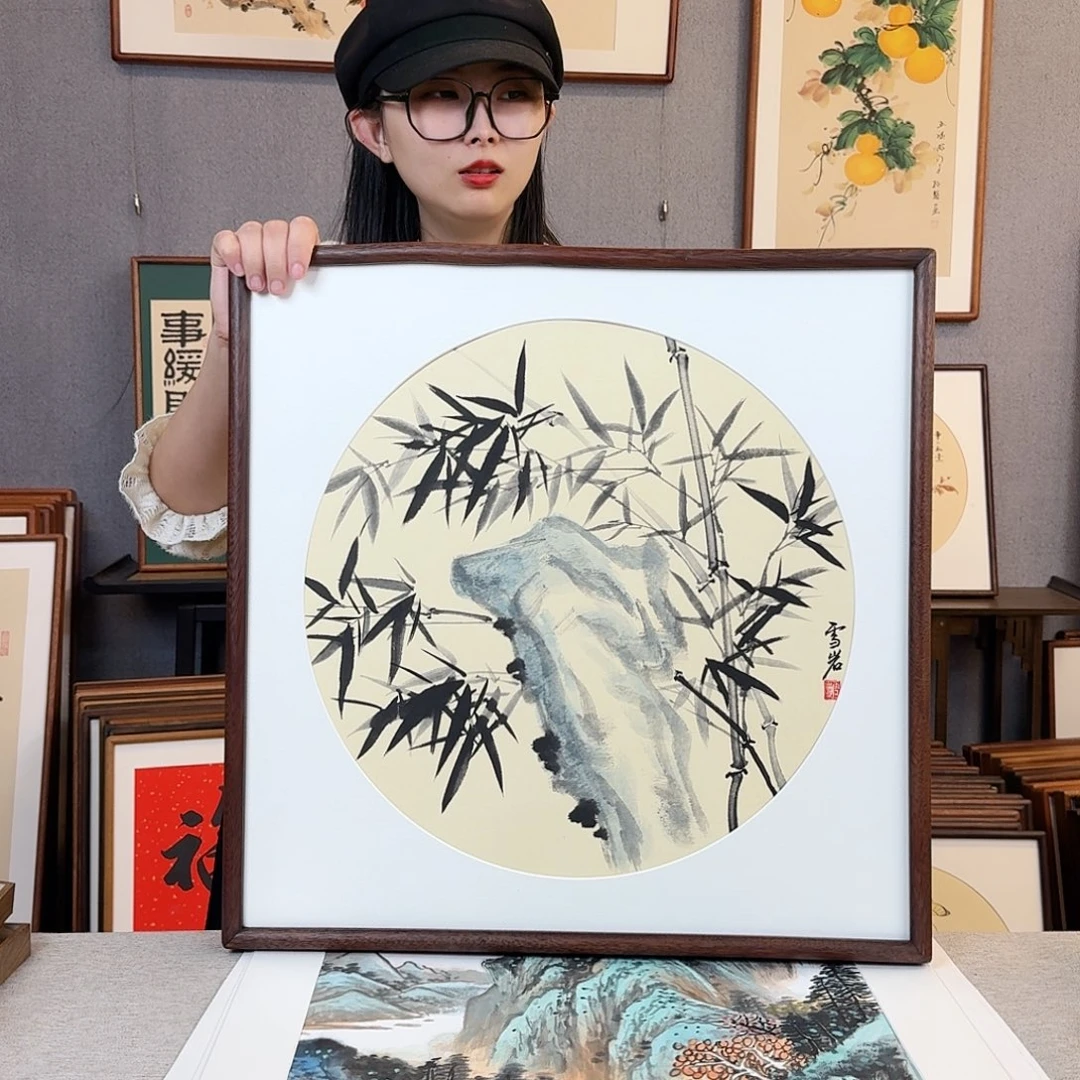 版画纯手绘，纯手写带框尺寸：53×53厘米
