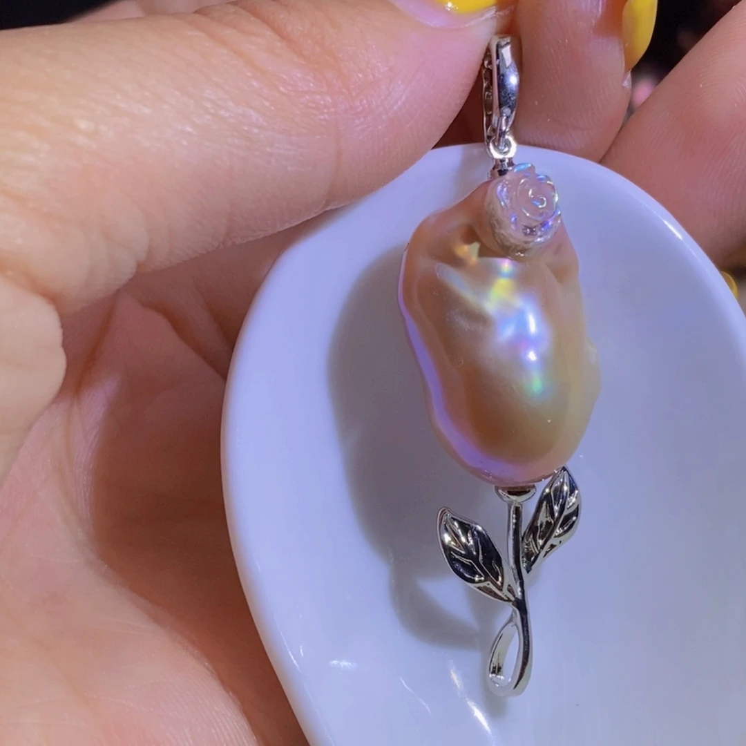 银S925镶嵌淡水珍珠微瑕