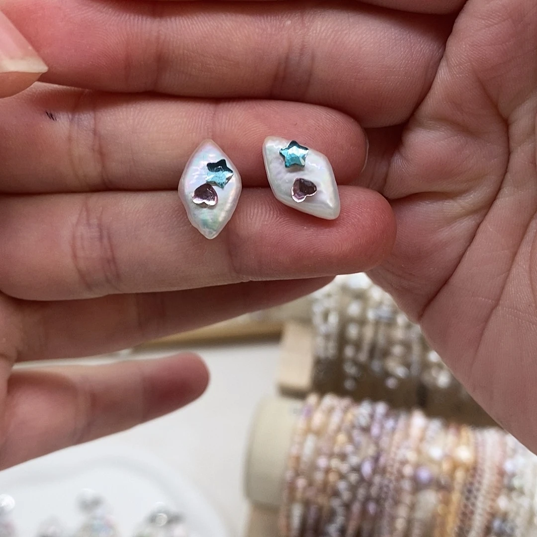 银S925镶嵌耳饰淡水珍珠