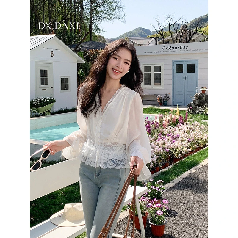 代大喜【芭蕾仙子】雪纺衫衬衫女2025新款爆款洋气小衫气质百搭上衣