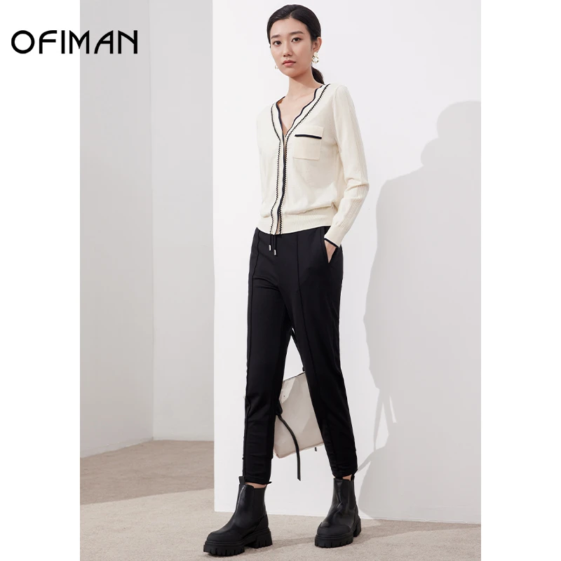 【粉丝专属】Ofiman季新款时尚小香风拼色百搭开衫羊毛衫外套针织衫