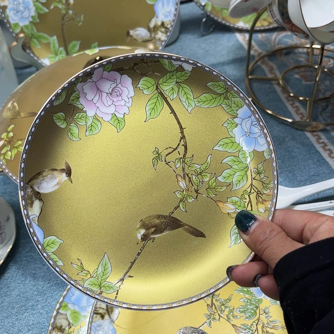 瓷片琴瑟和鸣六寸骨碟六个微瑕