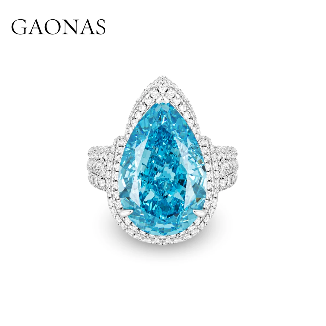 GAONAS 925银合成锆石戒指 美人鱼 水滴奢华度假帕拉戒指11096JPL