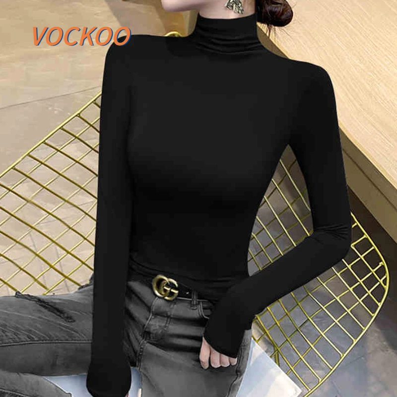 VOCKOO莫代尔半高领外穿女春秋冬2025年新款洋气内搭中领百搭黑色