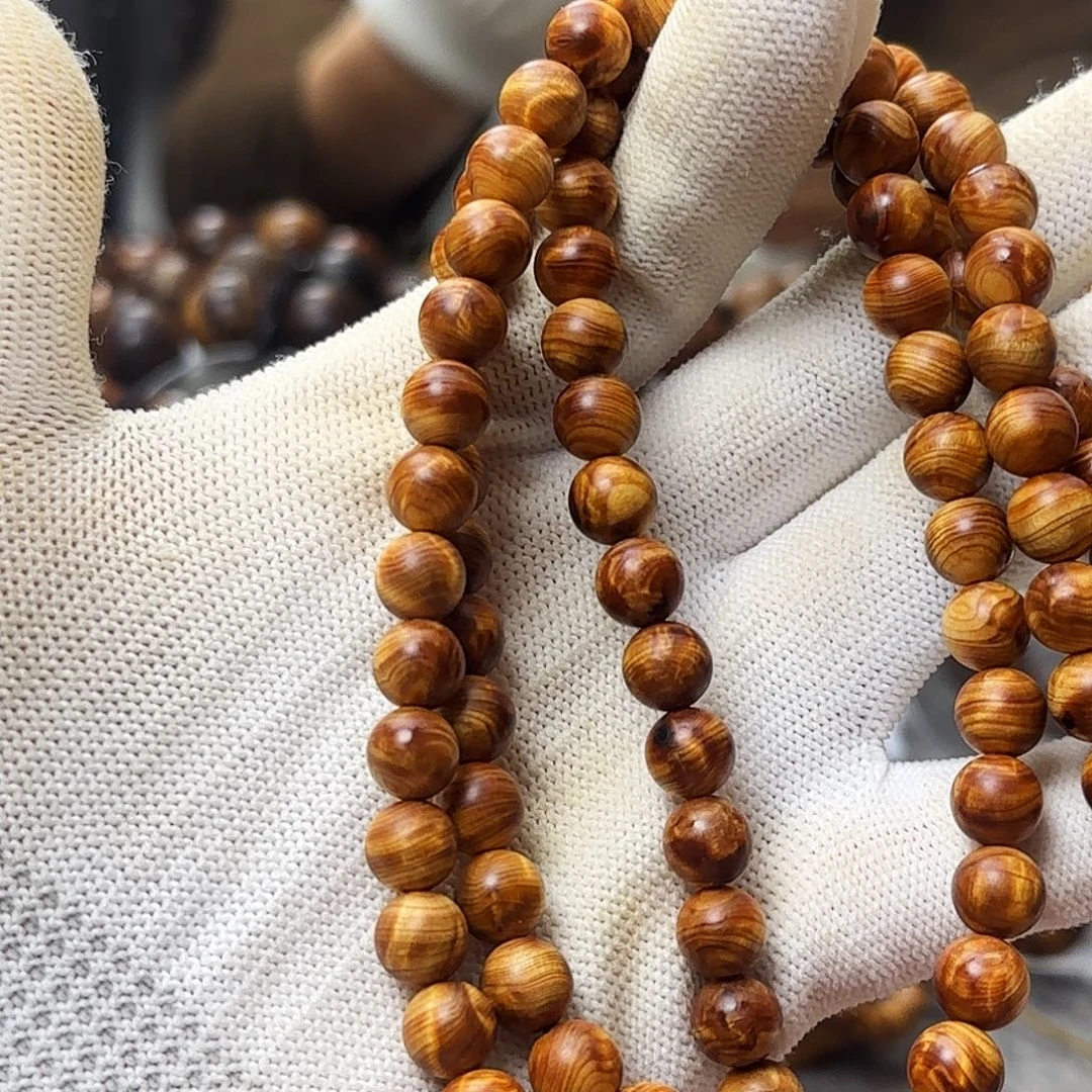 柏木手串/手链太行崖柏0.8x108红黑油龙胆闪电