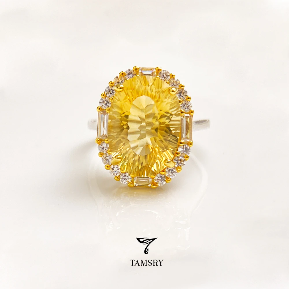 【7克拉】千禧切工天然黄水晶/紫水晶戒指