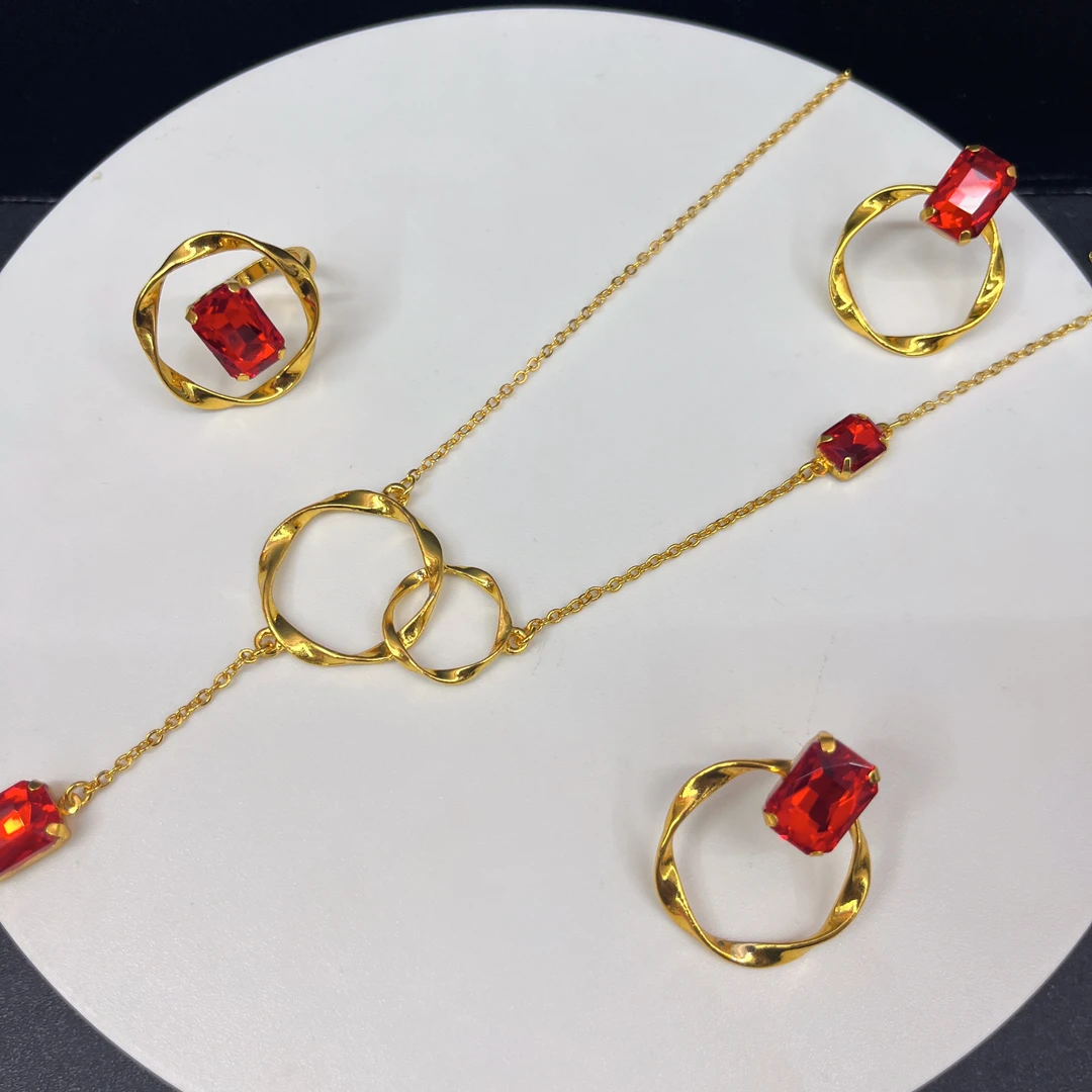 钛钢耳饰 A88耳环戒指项链时尚三件套