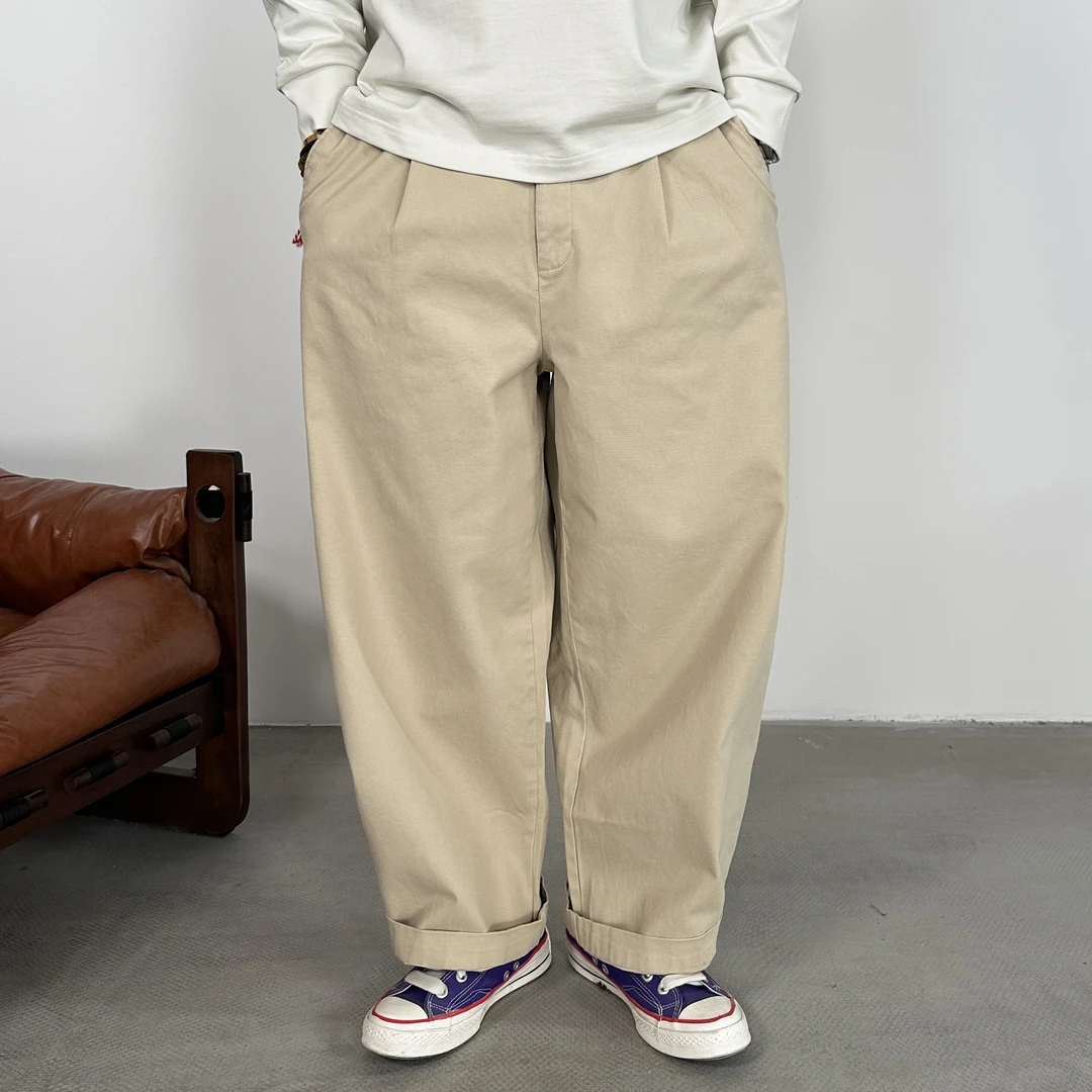 25FW秋季简约百搭通勤风弯刀裤港风复古阔腿纯色重磅休闲裤