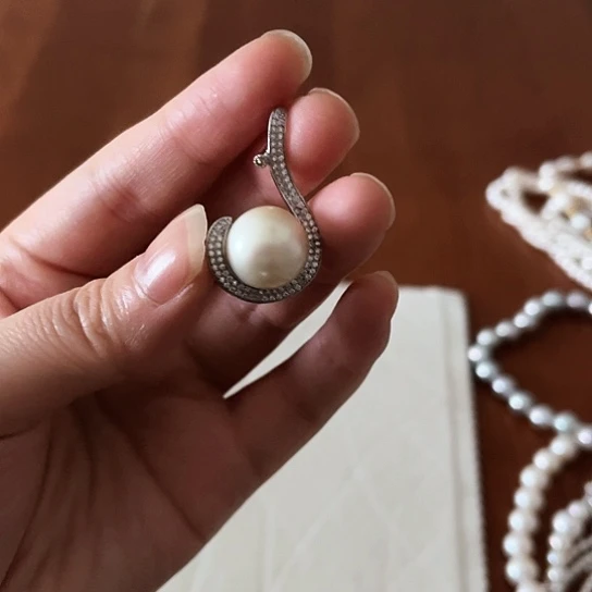 海水珍珠吊坠(不含链)银S925镶嵌