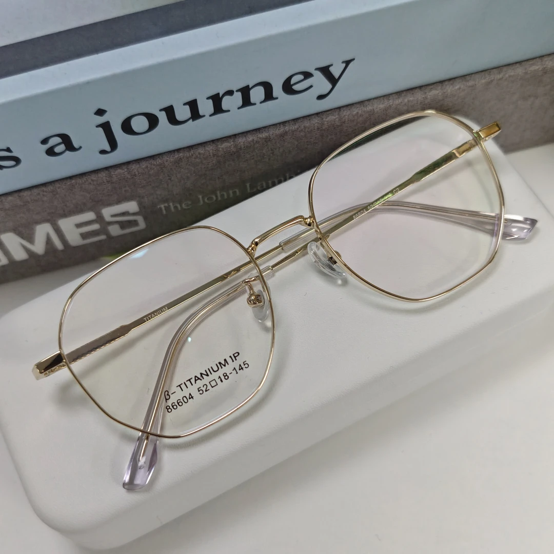 多边形钛架学生高颜值超轻大框近视眼镜男女可配防蓝光变色镜框架