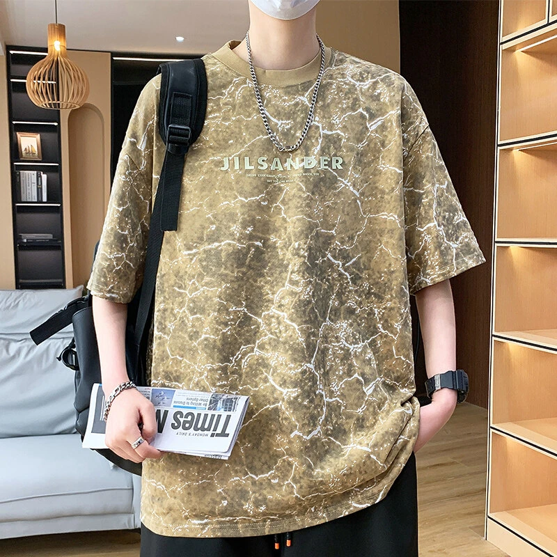 短袖T恤潮流港风宽松上衣男士夏季休闲韩版休闲圆领薄款设计感ins