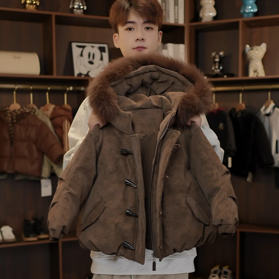 男女童2025新款洋气棉服外套大毛领冬季新款休闲宽松洋气外套