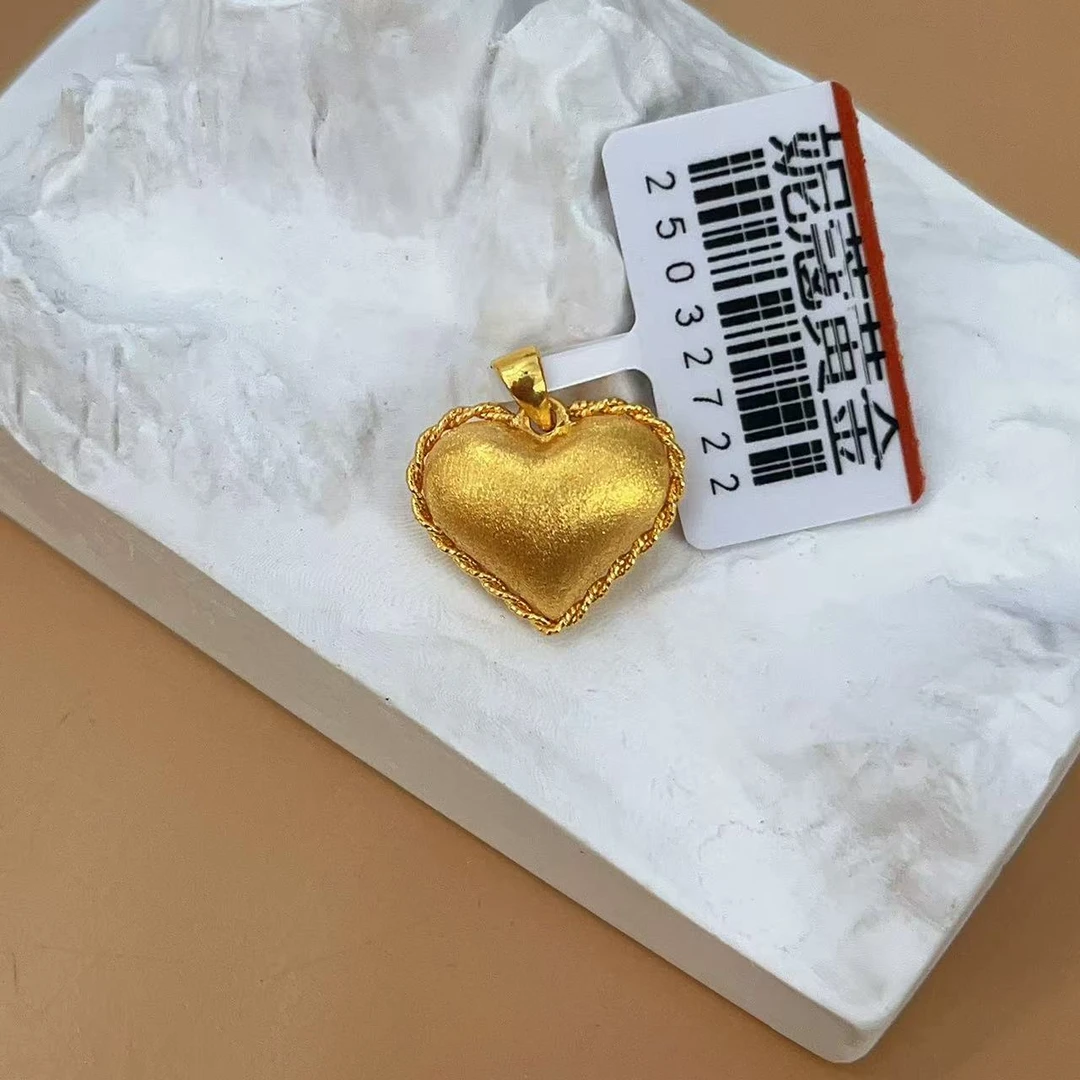 黄金足金5G工艺闪金爱心吊坠 黄金吊坠百搭典款 时尚 金重3.47克