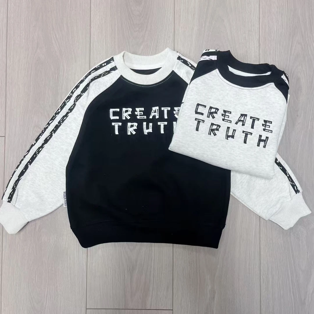 男童春秋新款圆领卫衣中大童长袖T恤休闲上衣 25009