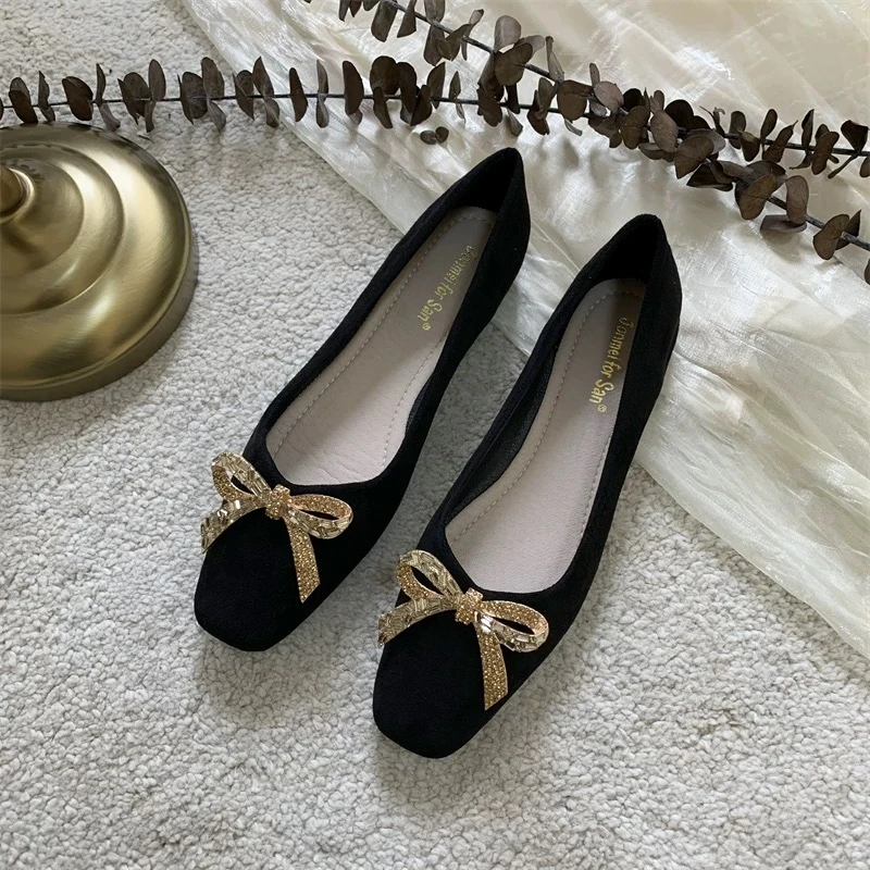 FRP-7法式浅口单鞋女2025春夏季新款平底瓢鞋软底休闲蝴蝶结