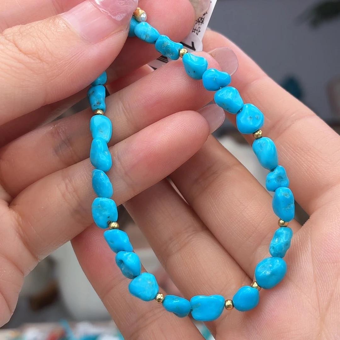 银S925镀金镶嵌绿松石手链