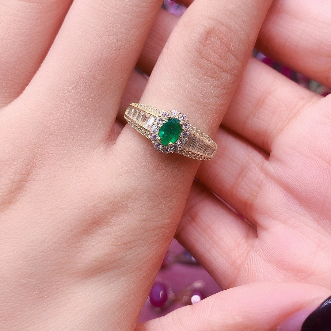 银S925镶嵌戒指祖母绿