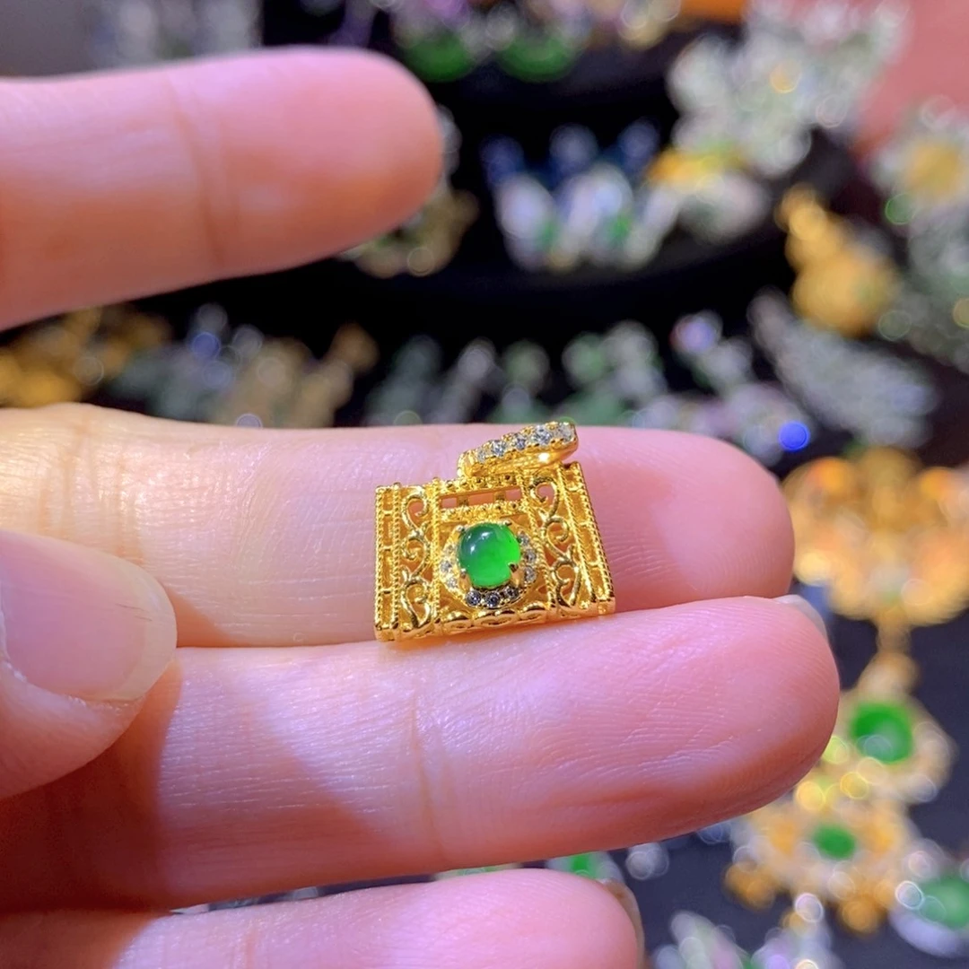 翡翠银S925镶嵌颈饰天然翡翠
