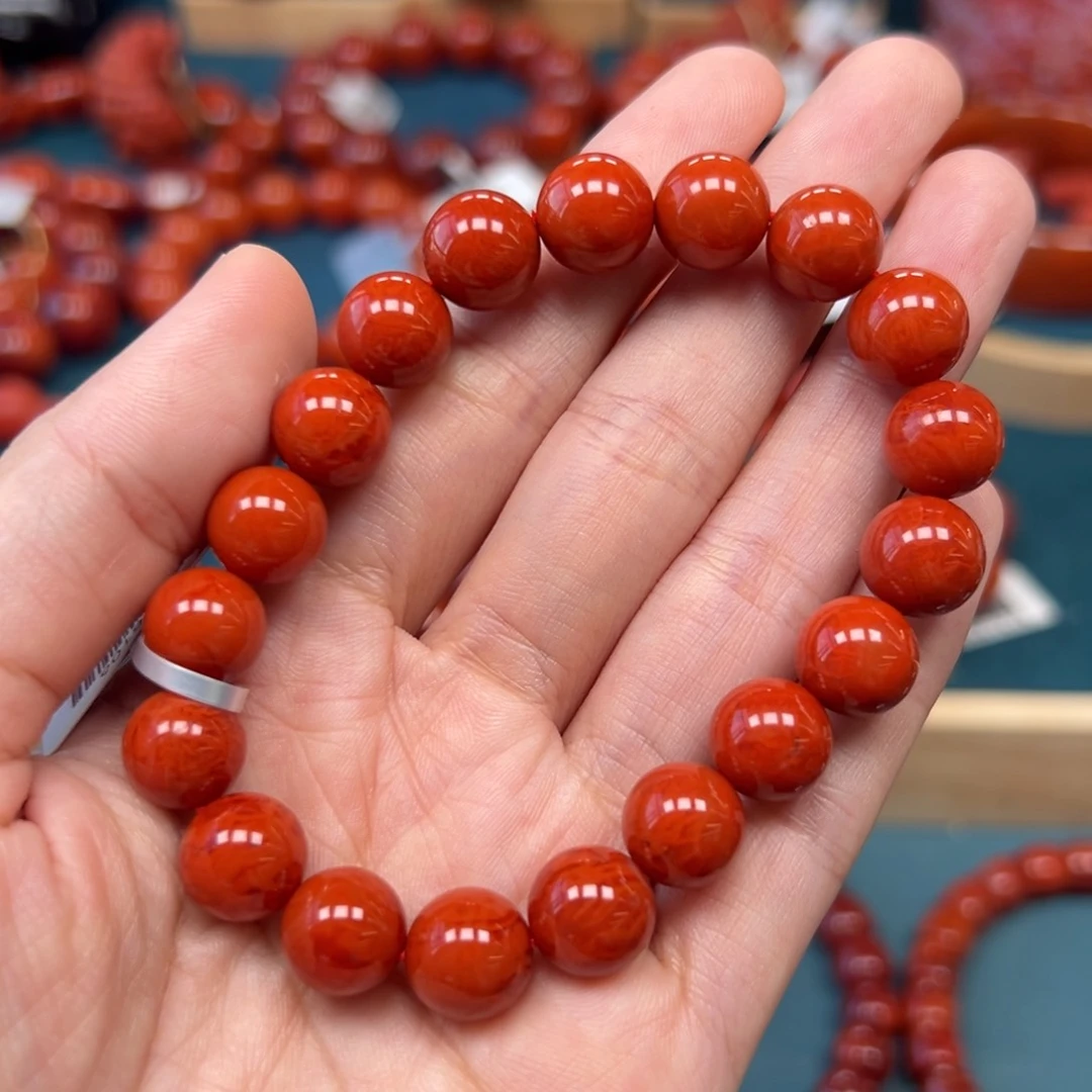未镶嵌手串南红玛瑙瓦西满肉火焰纹10mm+收藏级