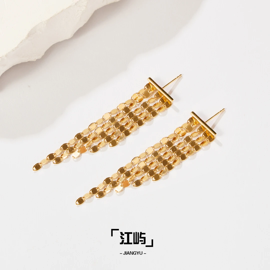 江屿 925银耳饰 流星耳环流苏气质轻奢百搭复古小众欧美简约长款