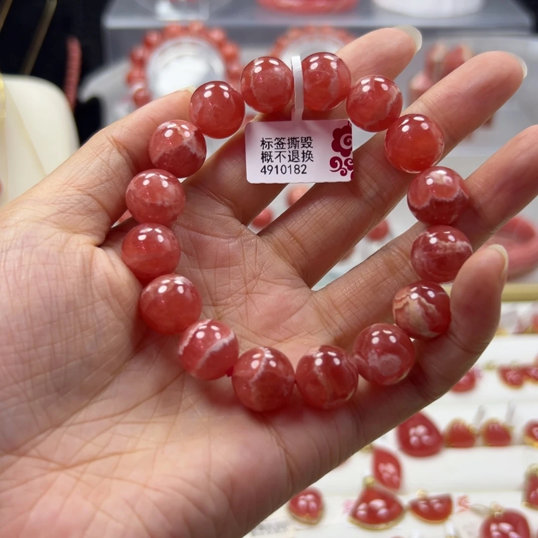 未镶嵌菱锰矿（红纹石）手串