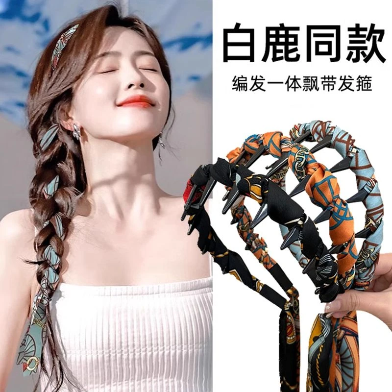 繁花飘带齿梳发箍女波浪正反两带复古宫廷编发头饰气质发卡发饰