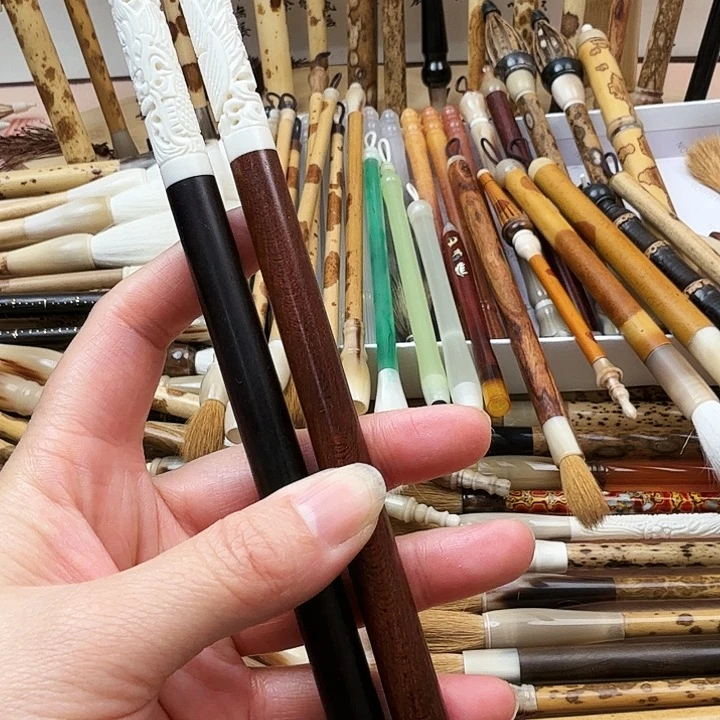 驼骨实木笔杆狼豪兼毫两支