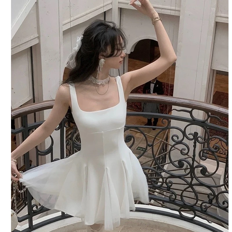 新款夏季吊带连衣裙网纱蓬蓬仙女高级感连衣裙