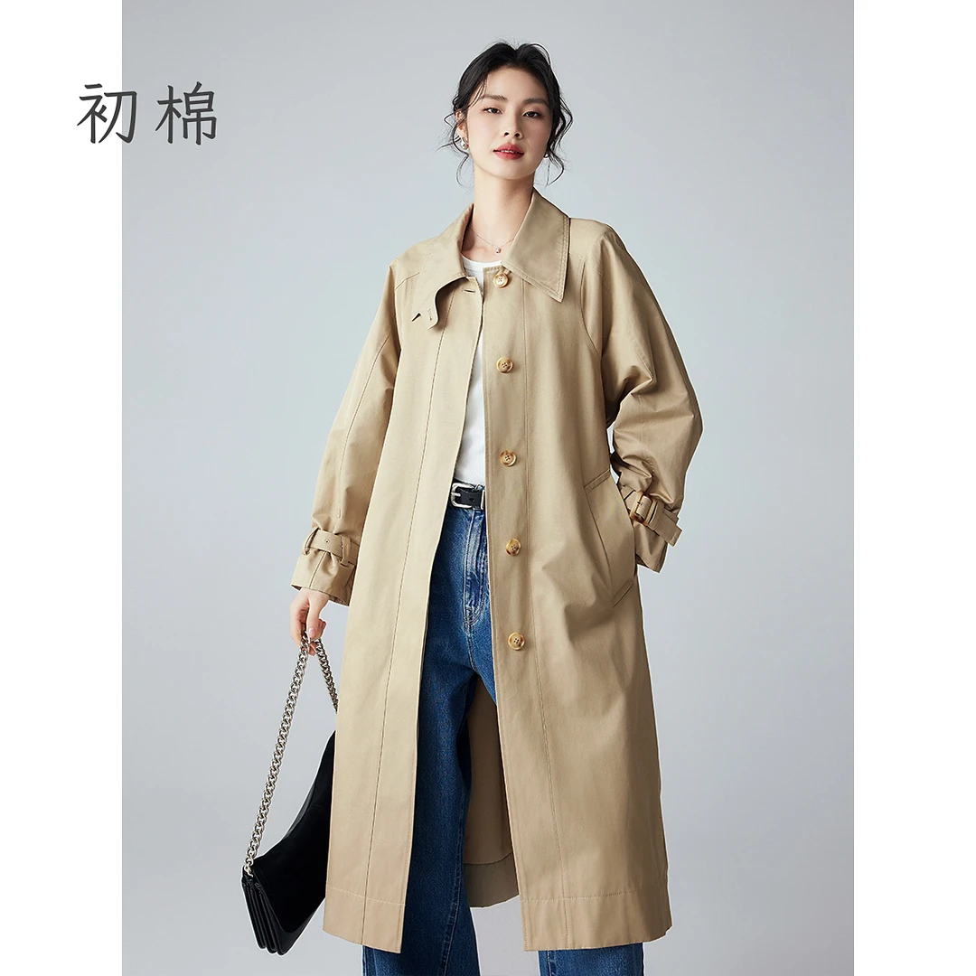 棉仓【初棉】经典翻领利落风衣352609004