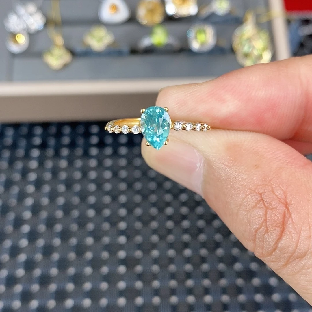 戒指磷灰石银S925镶嵌