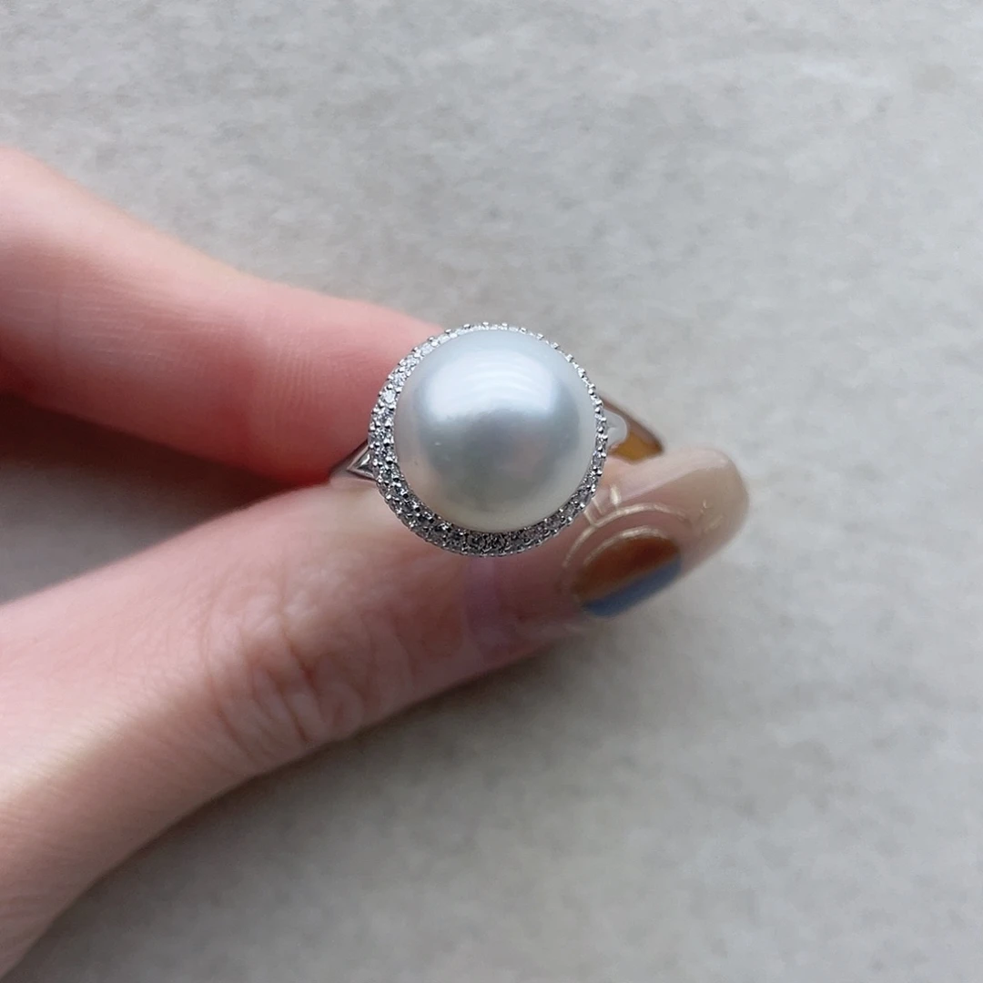 银S925镶嵌戒指67海水珍珠