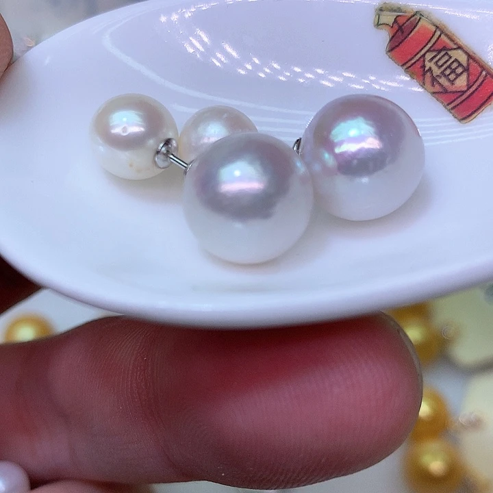 银S925镶嵌耳饰淡水珍珠