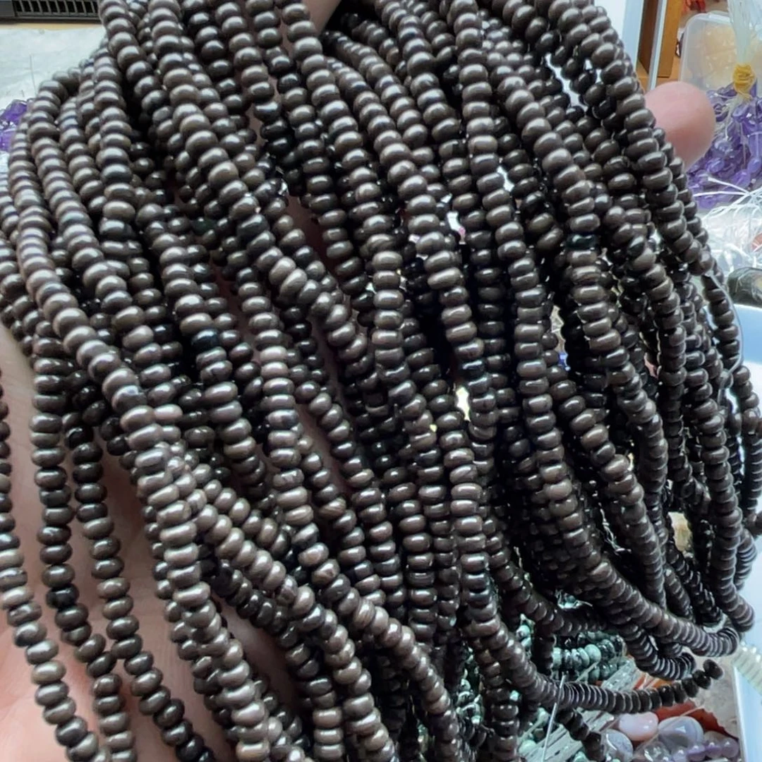 玛瑙/玉髓合金珠宝半成品两条装卡4mm咖色阿拉善隔片