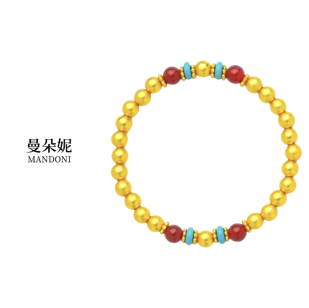 曼朵妮/MANDONI 红色蜻蜓眼转运珠多宝手链福珠手串