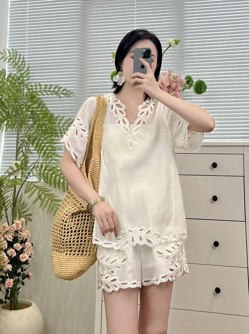 【深圳丽姐-彤彤】25452亚麻V领套装