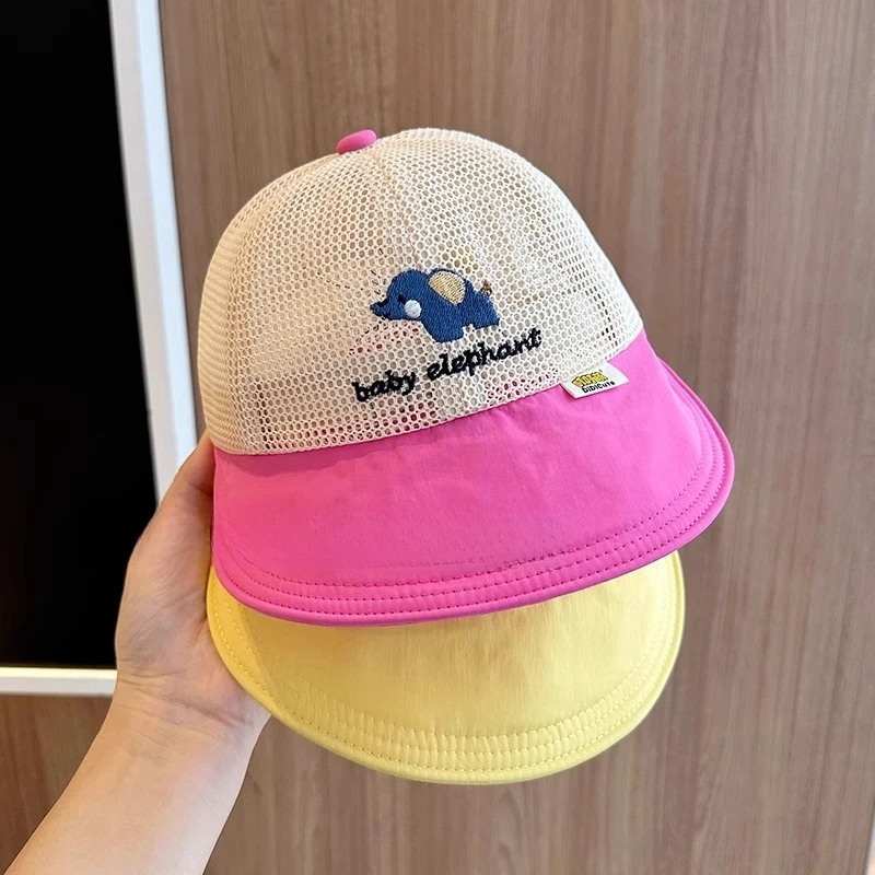宝宝帽子夏季可爱小象全网透气男女儿童遮阳渔夫帽大帽檐户外防晒