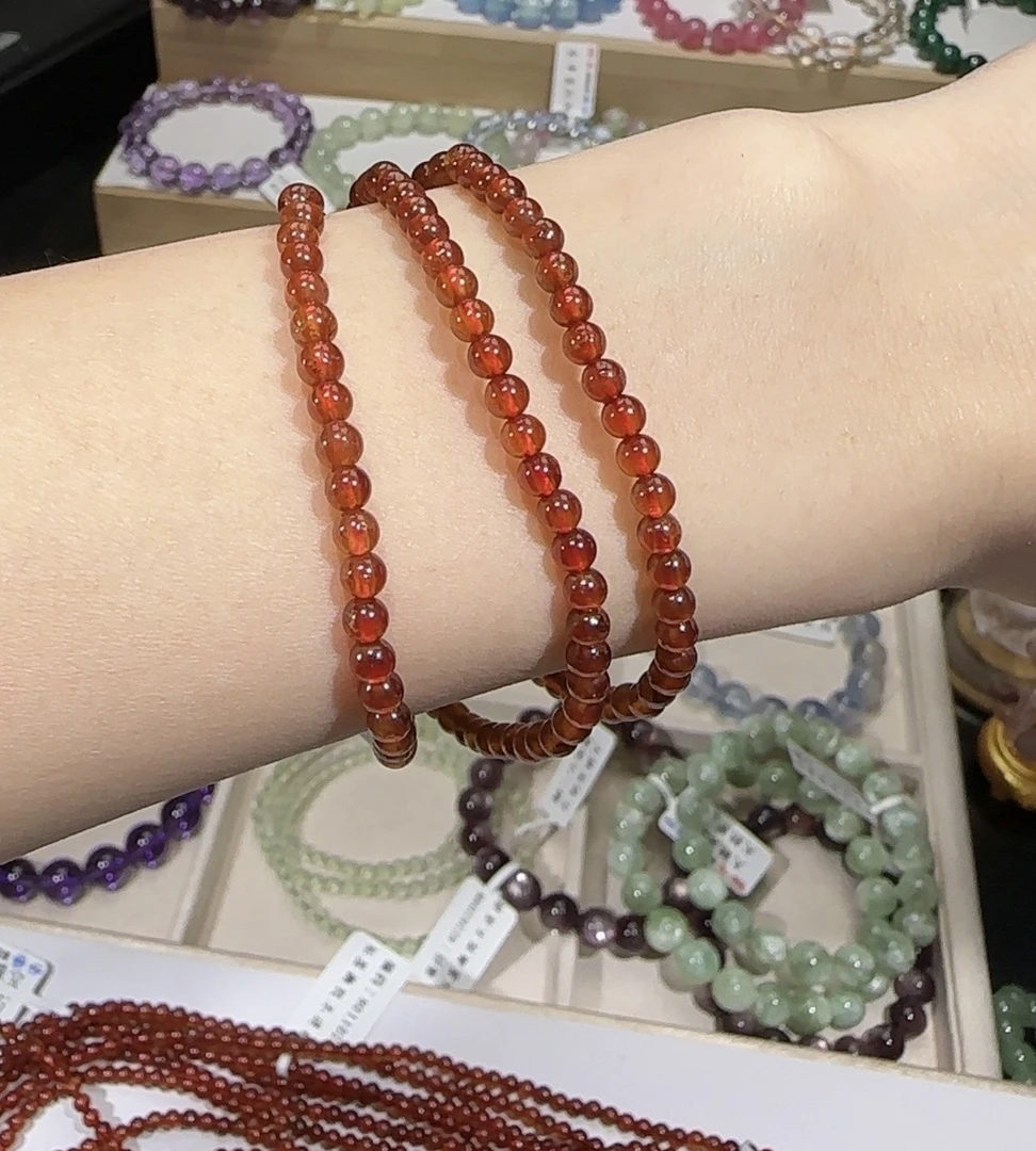 橙石榴石多圈3.8mm  保真保天然 【多样化发其一】