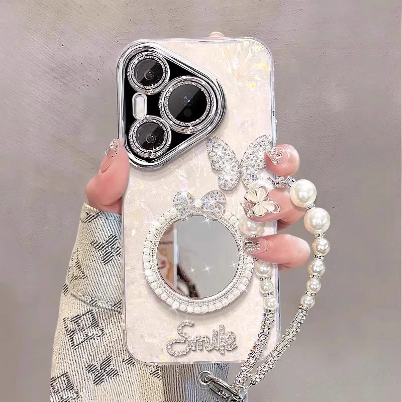 珍珠镜子适用pura80pro手机壳80新款mate80贝壳纹70air华为nova15