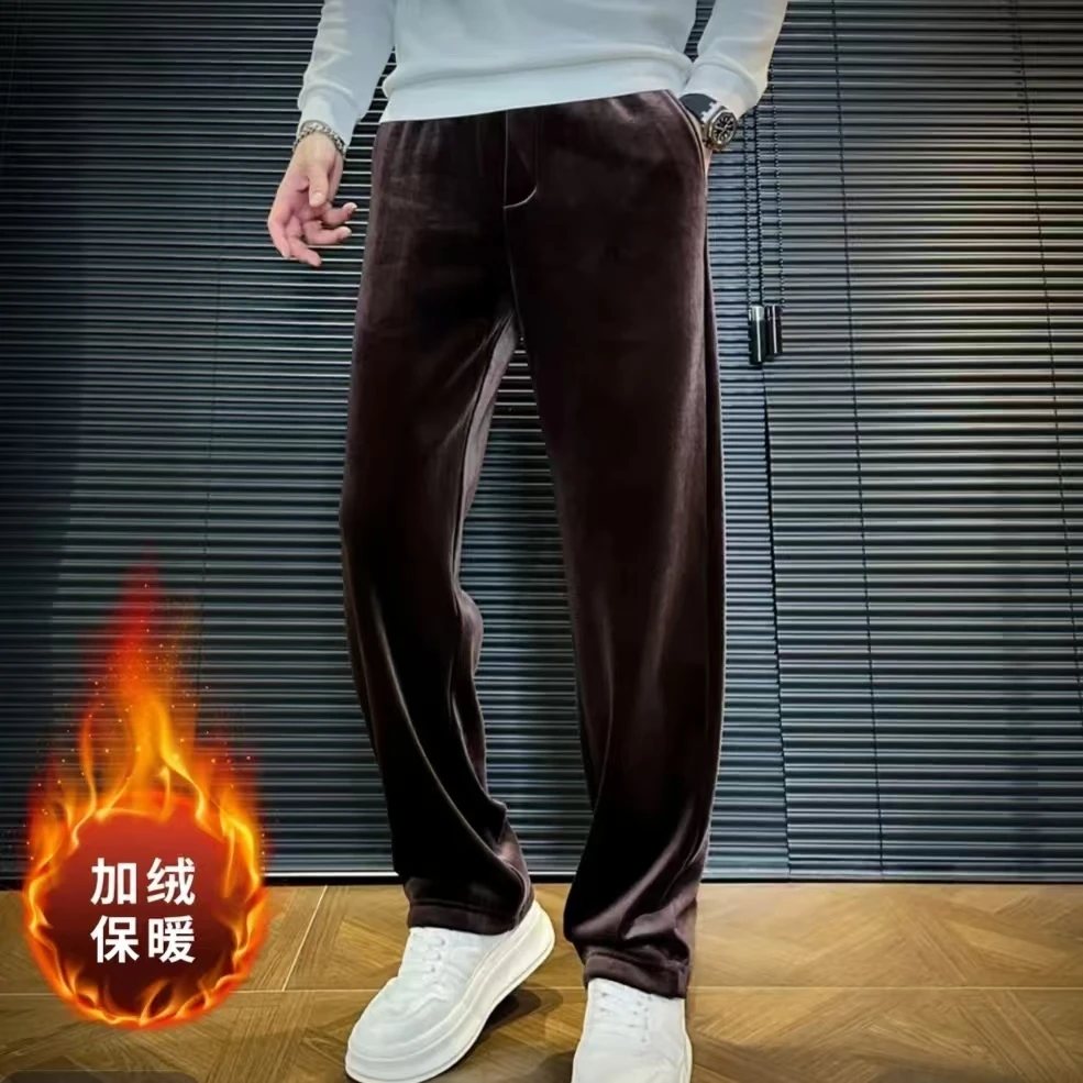 2025男士秋冬爆款潮流时尚舒适金丝绒高端简约修身百搭直筒休闲裤