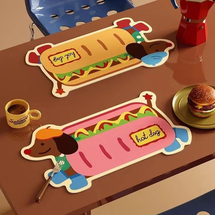 《拍一发二》可爱热狗餐桌垫浴室厨房沥水垫软装地垫硅藻泥脚垫