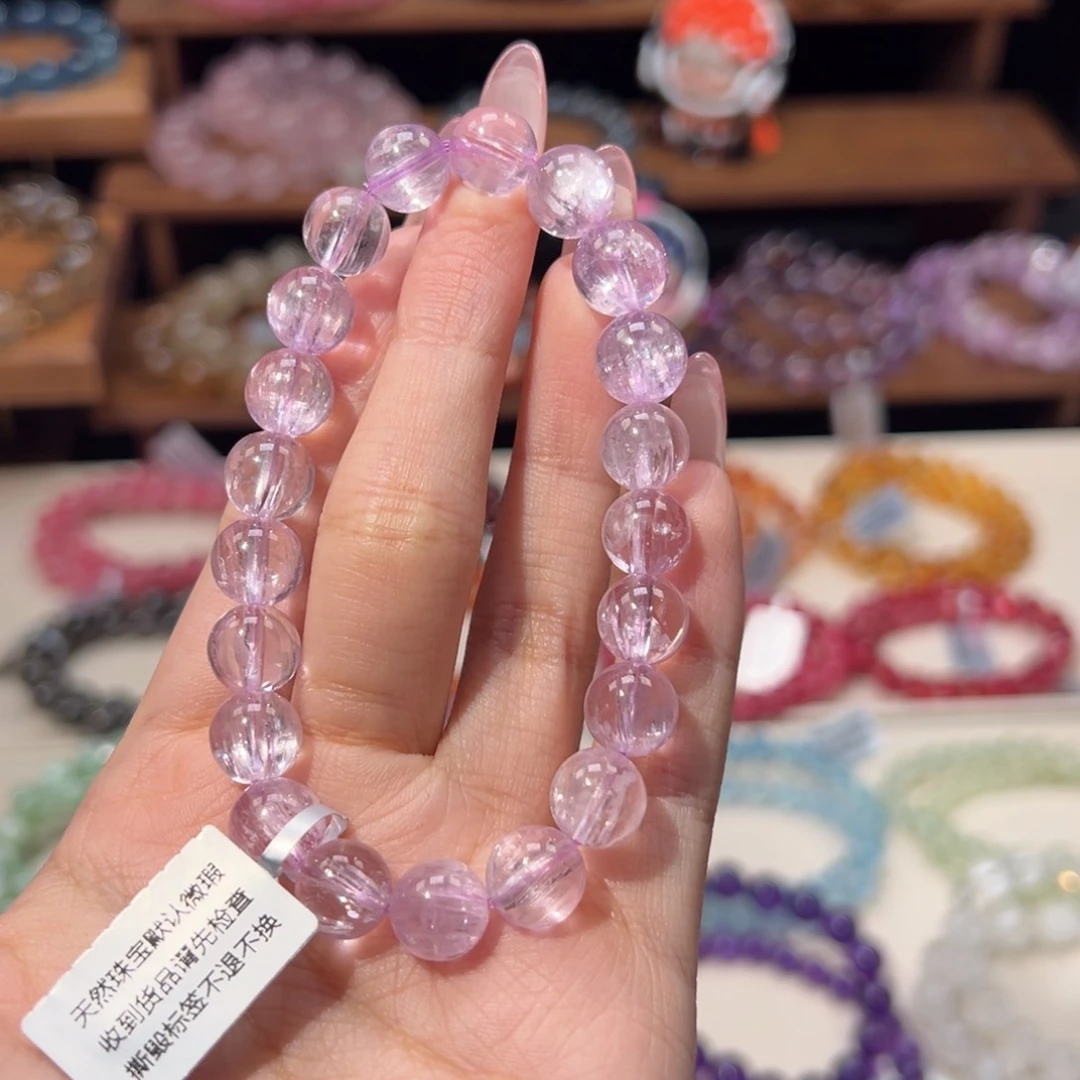 9m典藏级冰种猫眼拉丝紫锂辉锂辉石未镶嵌