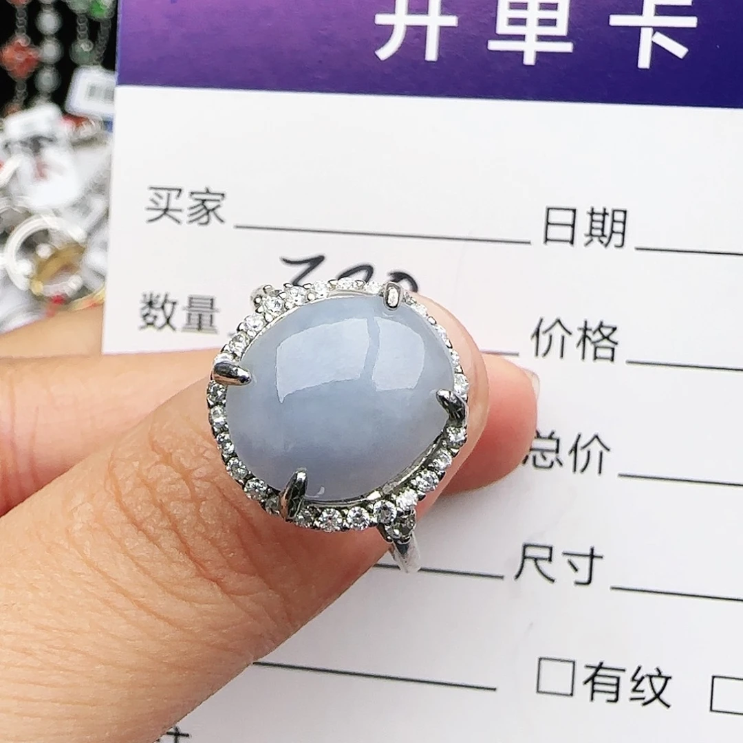 银S925镶嵌戒指翡翠戒指
