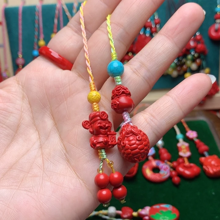 天然辰砂工艺品朱砂手机坠