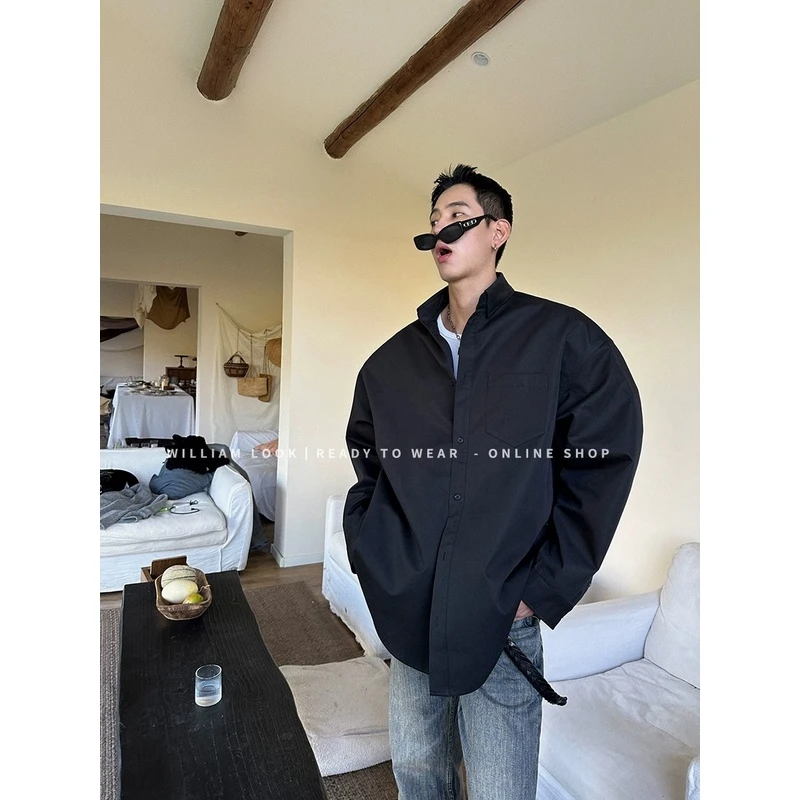 威廉威【衣柜刺客】私服推享可拆垫肩大廓形重磅厚料外套式衬衣B473