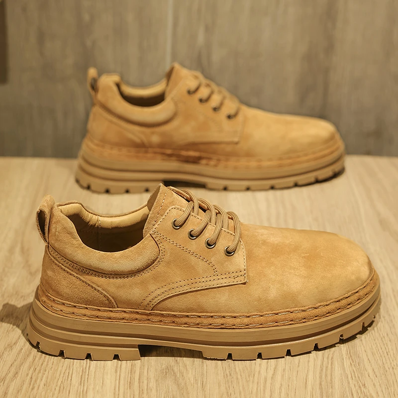 西域骆驼西域骆驼男士休闲鞋子经典四季工装马丁男鞋-