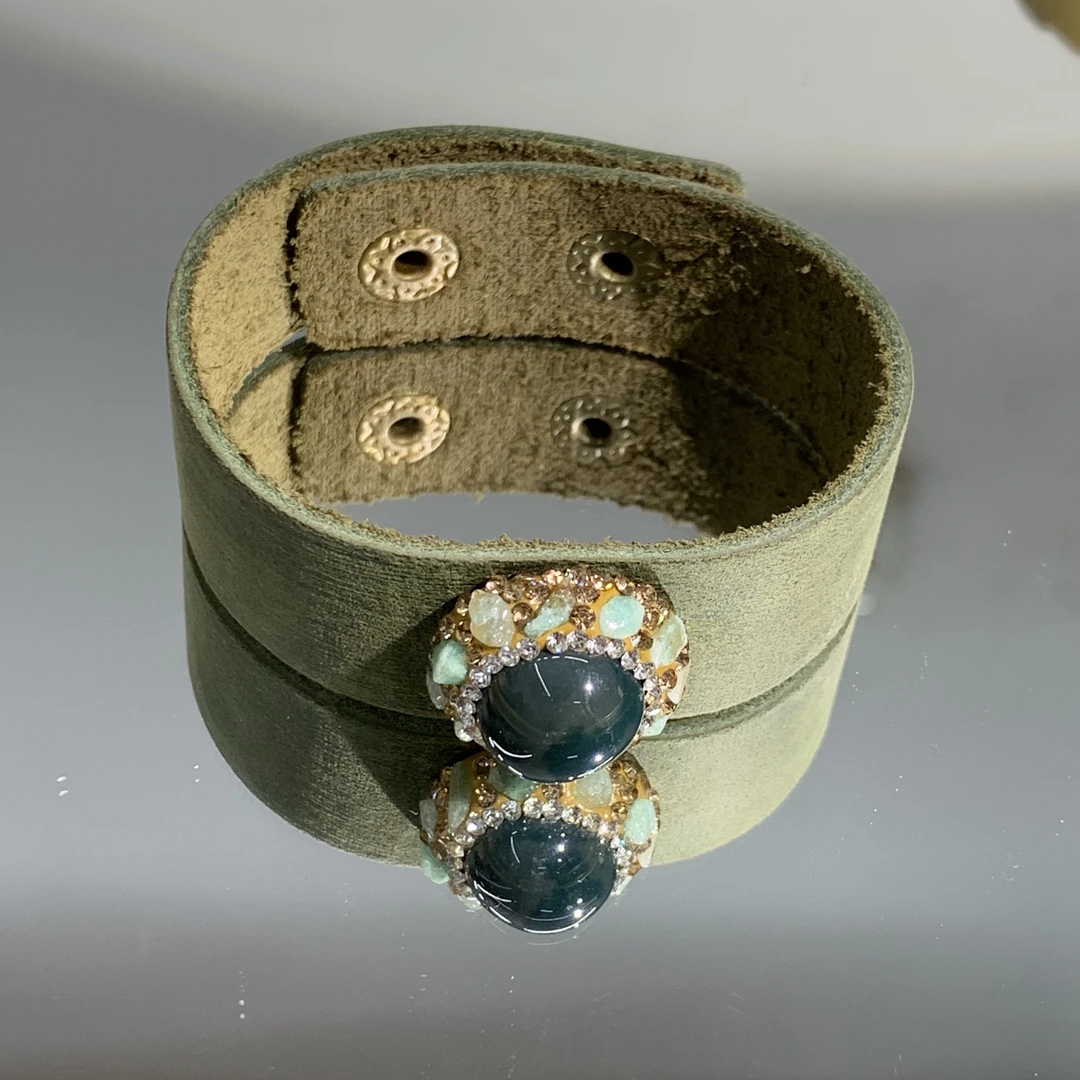 铜合金合成锆石手链 TTSD 绿色时尚潮流百搭款手镯 308