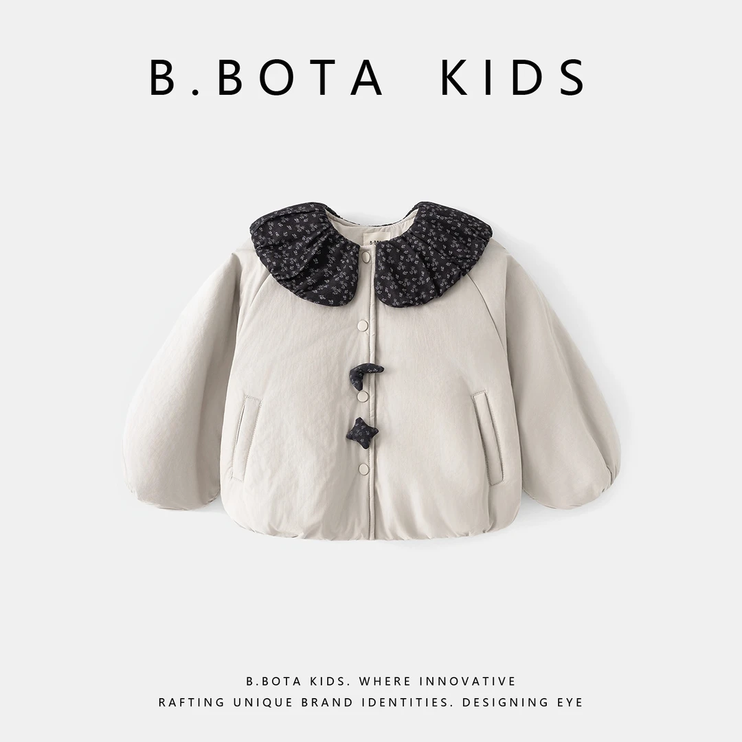 〖姐姐家〗2025冬款儿童星星月亮碎花拼色加厚外套-26035