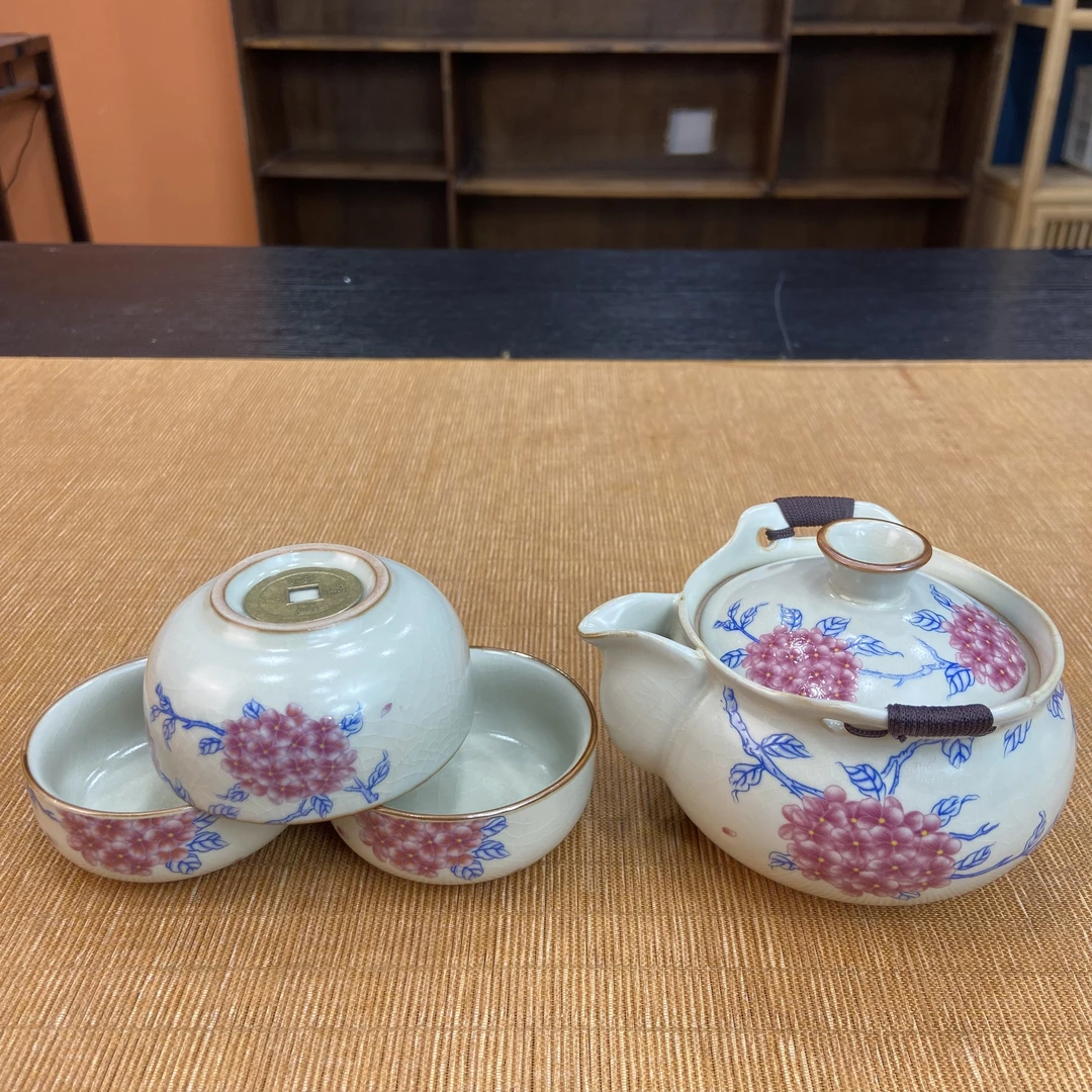 ys809-汝窑宝瓶一壶三杯（一大杯二小杯）