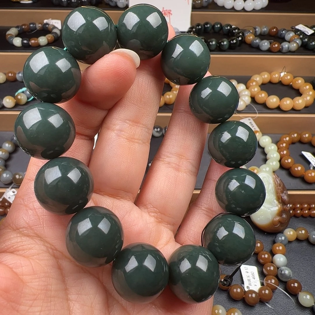 和田玉未镶嵌手链新疆青玉卡18