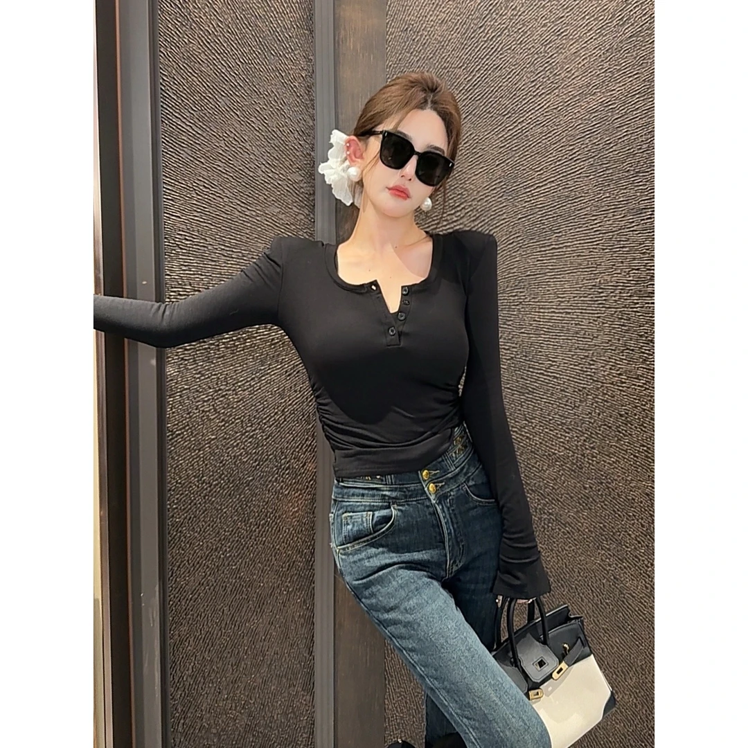 GUIDI GUDI【全都要】气质休闲百搭时尚长袖上衣T恤 T9441020H